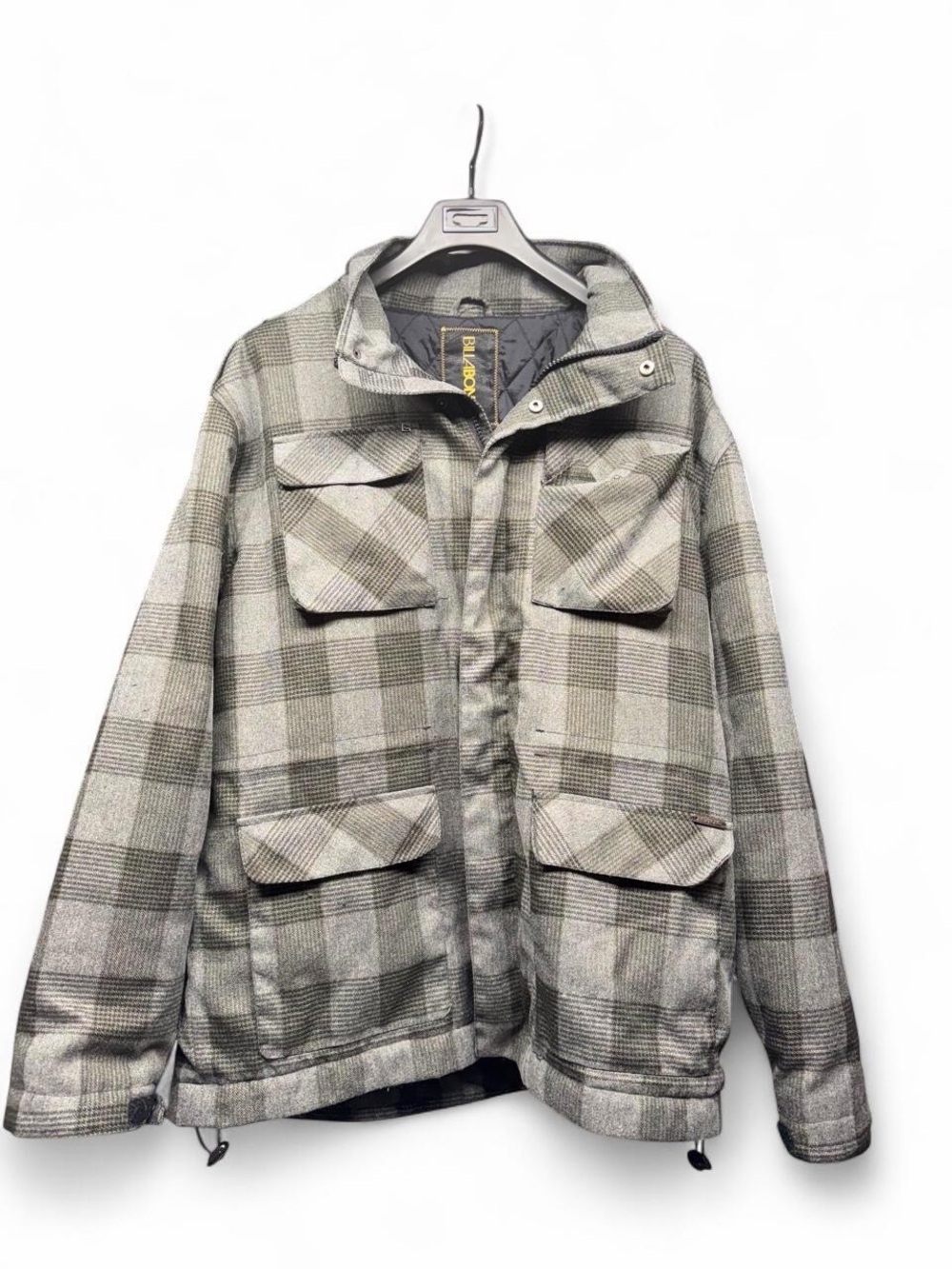 Billabong Gray Black Plaid Quilted Field Jacket Men’s XL